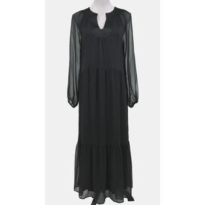 Soft Surrounding Dress Womens Medium Black Sheer Chiffon Layered Lined Maxi